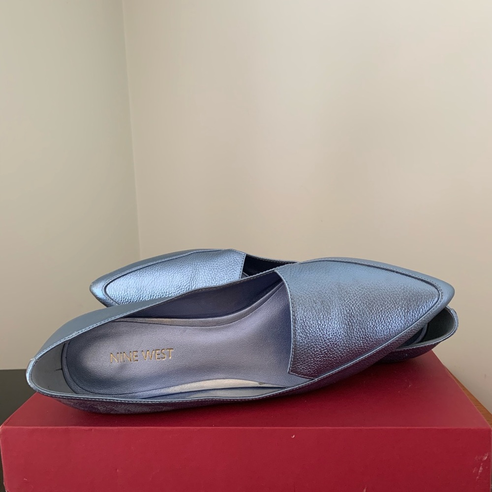 Metallic blue Nine West shoes.
